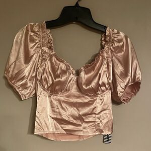 Haute Monde Rose Gold XS Crop Blouse New